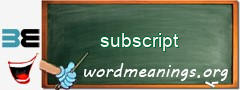 WordMeaning blackboard for subscript